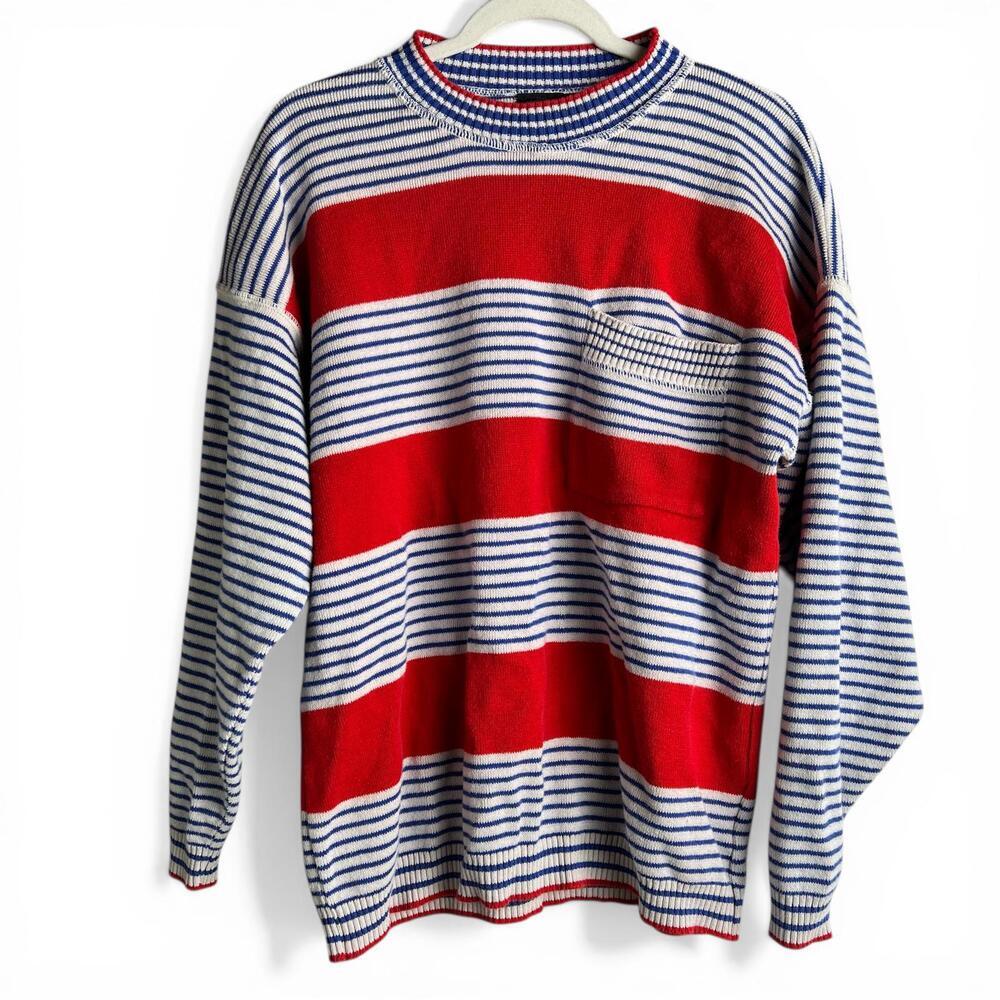 Vintage Lizsport Cotton Striped Sweater